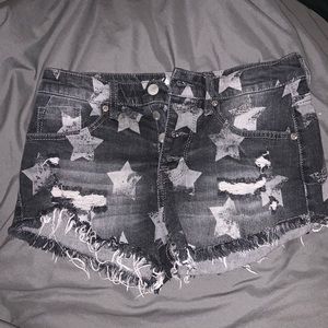 Jean shorts, black with white stars